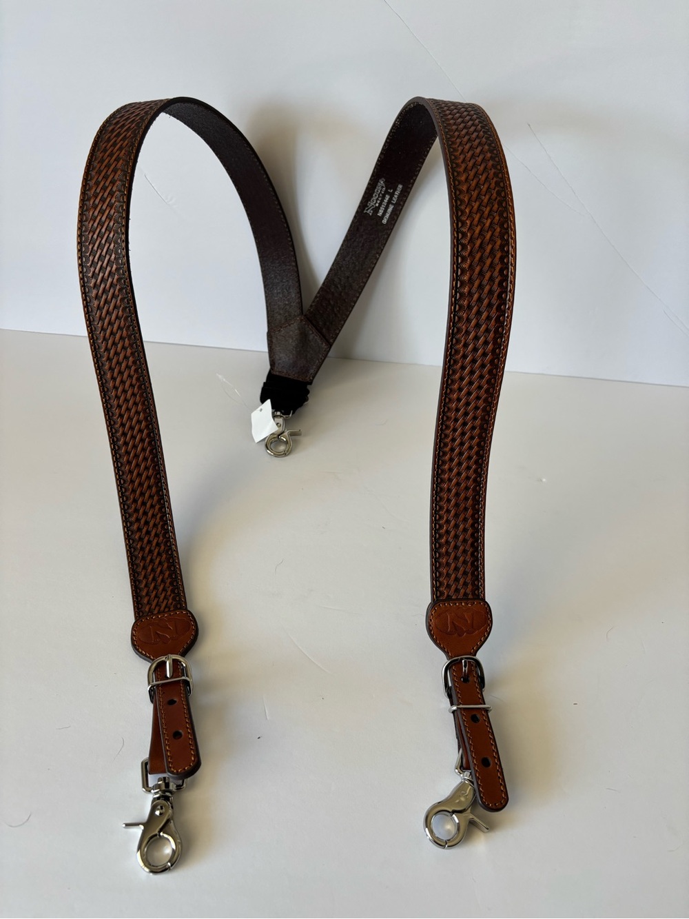 New Men’s Nacoma Brown Leather Gallus Cowboy Suspenders